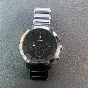 Fossil Black Dial Silver Bracelet Watch
